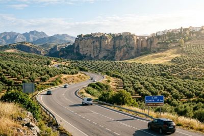 Carretera andaluza hacia los pueblos blancos de Ronda
